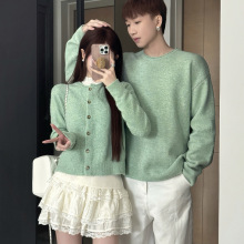 2025秋冬季新款小清新秋冬季女毛衣开衫男套头毛 衣情侣装