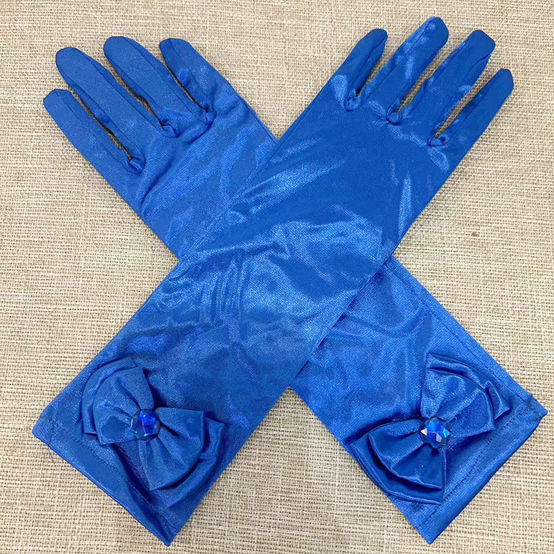 Aisha niños etapa rendimiento princesa vestido accesorios guantes de satén Venta caliente europea y americana transfronteriza apilada bowknot hielo y nieve