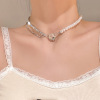 Summer small necklace from pearl, design advanced chain for key bag , choker, light luxury style, trend of season