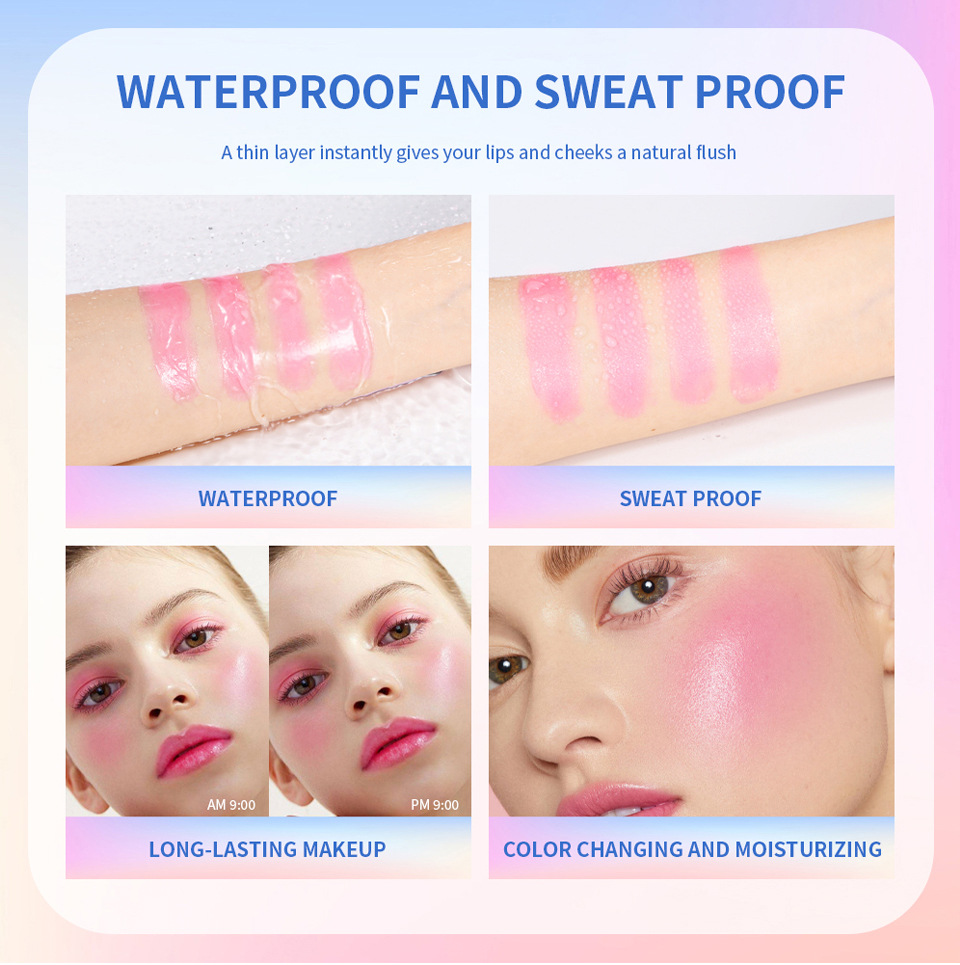 ibcccndc Thermochromic Blush Transparent Color-changing Gel High-Gloss Blush Cream Natural Nude Blush Blush undefined