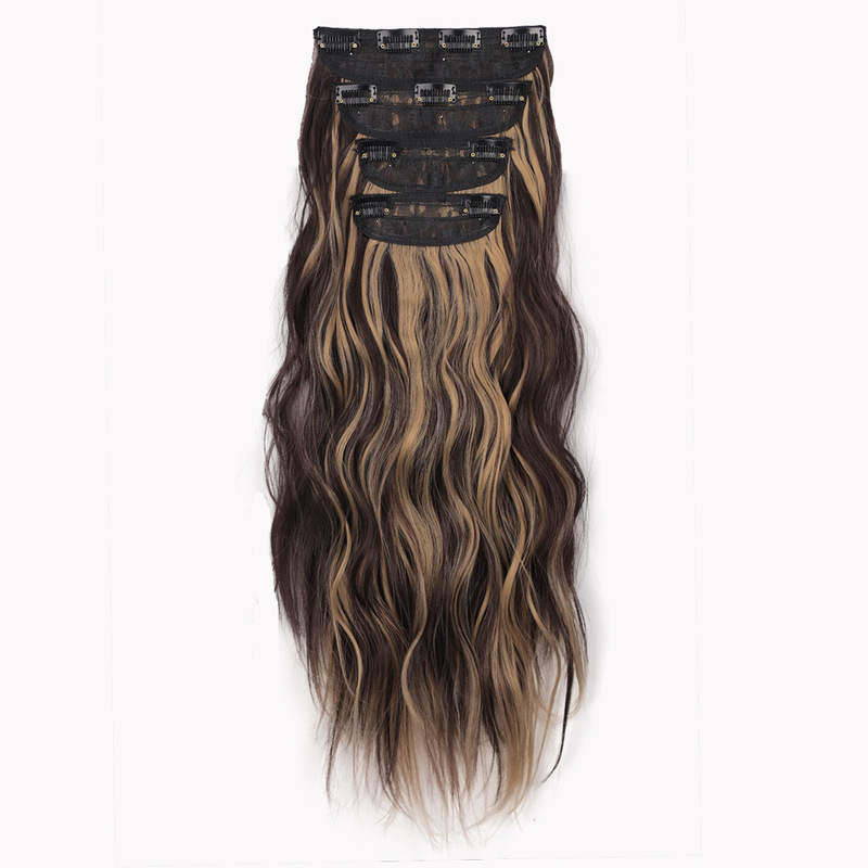 跨境  欧美假发大波浪长卷假发女hair假发片四件套卡子发化纤接发|undefined