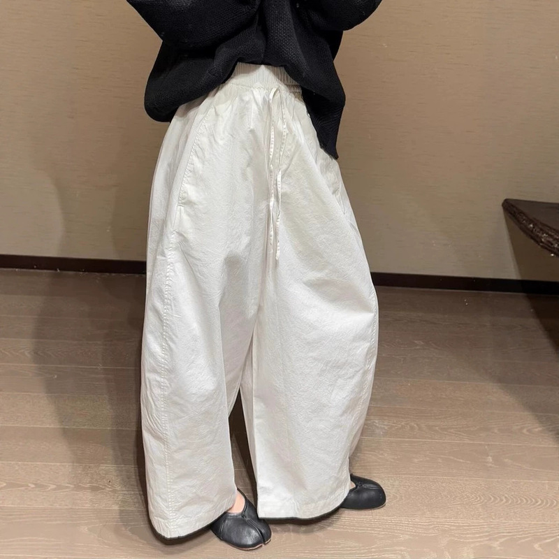Highly Recommended! White Wide-Leg Casual Barrel-Shaped Pants for Women, Thin Drawstring Elastic Waist Sun Protection Pants, Casual Long Pants Highly Recommended! White Wide-Leg Casual Barrel-Shaped Pants for Women, Thin Drawstring Elastic Waist Sun Protection Pants, Casual Long Pants