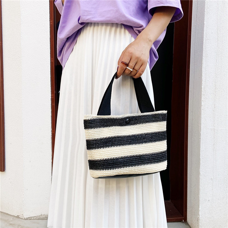 Straw-woven single-shoulder bag for women, new summer casual bag for middle-aged and elderly moms, simple lunch box handbag, export version undefined