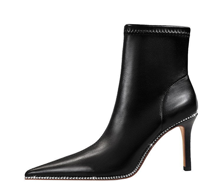 Smal klack med hög klack och dragkedja i sidan, spetsiga rhine-borrstövlar för kvinnor_voghion.com