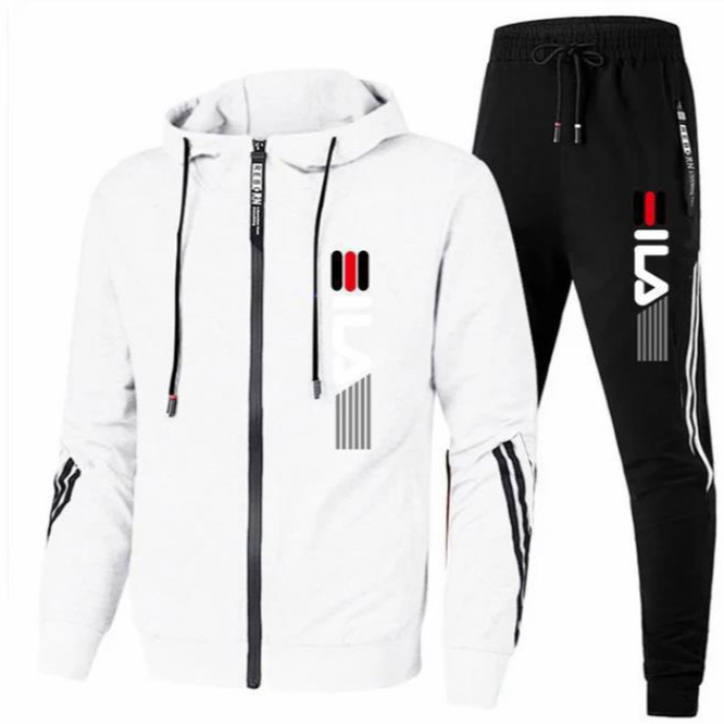 (2개) 2024 독립 역 국경 남성 패션 캐주얼 세트 오픈 전나무 지퍼 컬러 매칭 야외 스포츠웨어 스웨터 세트