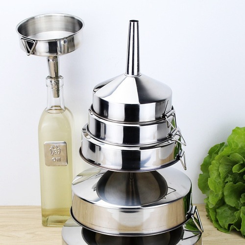 Non-magnetic stainless steel refueling small funnel with filter household small diameter wine leak kitchen oil pourer small oil leak