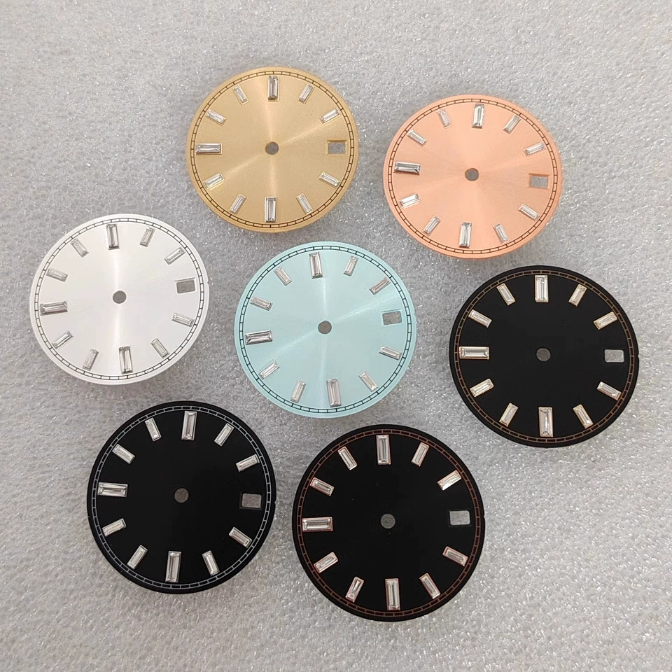 Новые аксессуары для часов каменные гвозди 28,5mm циферблат с солнечным рисунком без ночлега, адаптированный с механизмом NH35/36