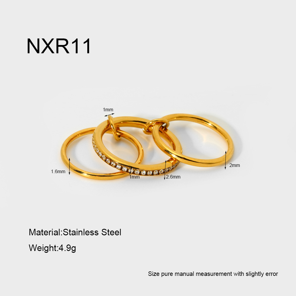 0.03µm-0.05µm Gold Plating Thickness Wholesale Jewelry Modern Style Round 304 Stainless Steel Artificial Pearls Zircon 18K Gold Plated White Gold Plated Inlay Rings