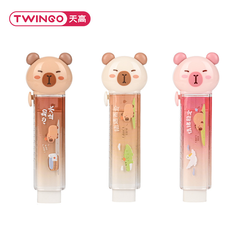 Estilo creativo Kapibara empuje y tira borradores lindos borradores retráctiles portátiles para alterar papelería estudiantil