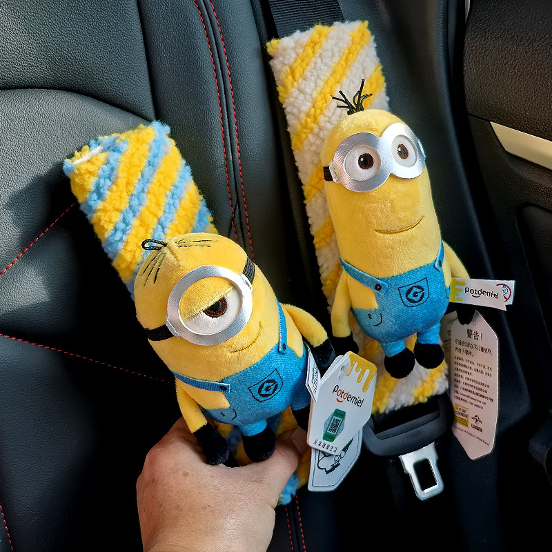Car Seatbelt Shoulder Pad Minion Plush Toy Car Seatbelt Shoulder Pad Tim Bear Doll New Car Gift
