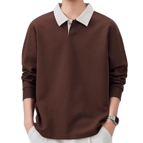 Advanced Retro Color Block Hooded Sweatshirt for Men, Casual Loose Collar Top, Korean Style Trendy Long-Sleeve Polo Shirt