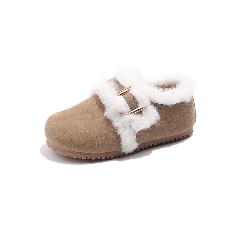 Winter girls' cartoon teddy bear with thick velvet for children's boys' baby walking shoes_voghion.com