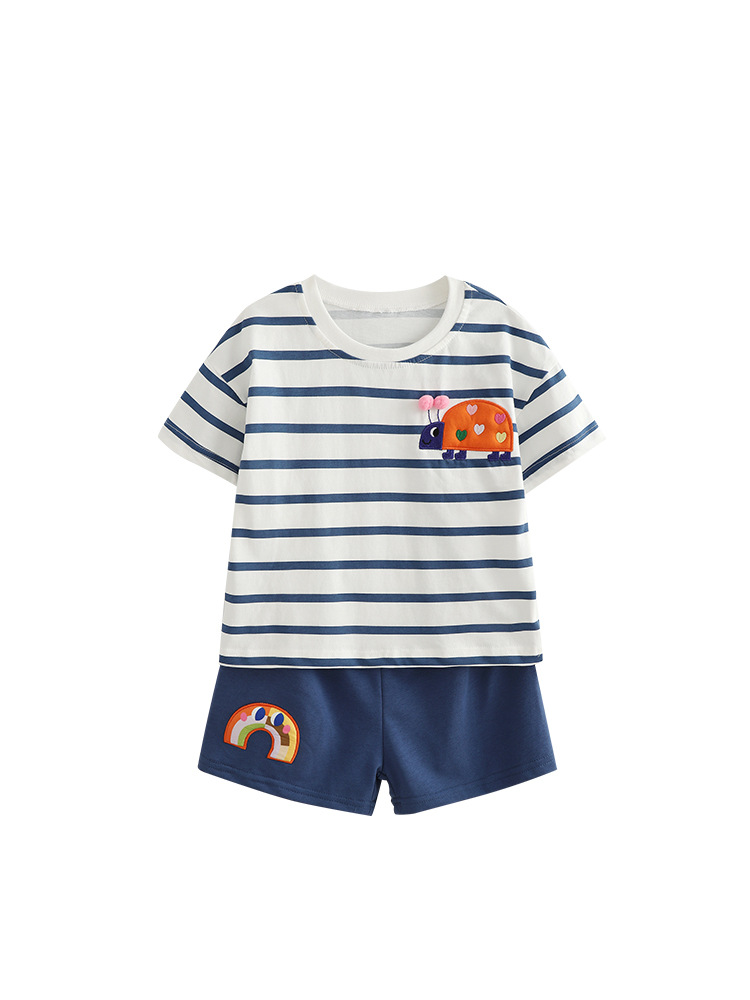 Malwee transfronterizo trajes de chicas de moda de verano nuevo estilo europeo y americano rayas T ropa de niñas