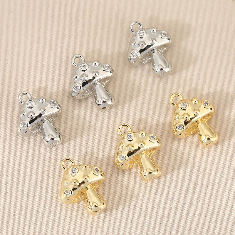 スポット銅 DIY ペンダント アクセサリー キノコ グルメ シリーズ ネックレス 真空電気メッキ 18K ゴールド|undefined