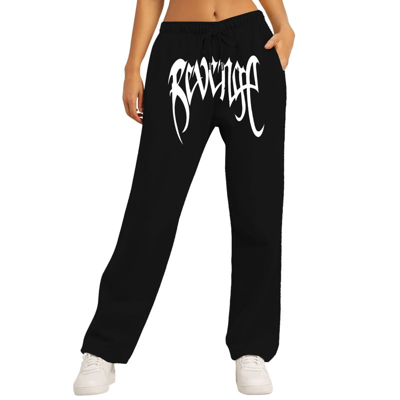 2024 Spring and Autumn New Y2K Dark Gothic Printed Loose High Waist Slimming Men's and Women's Lace-Up Sweatpants Sweatpants