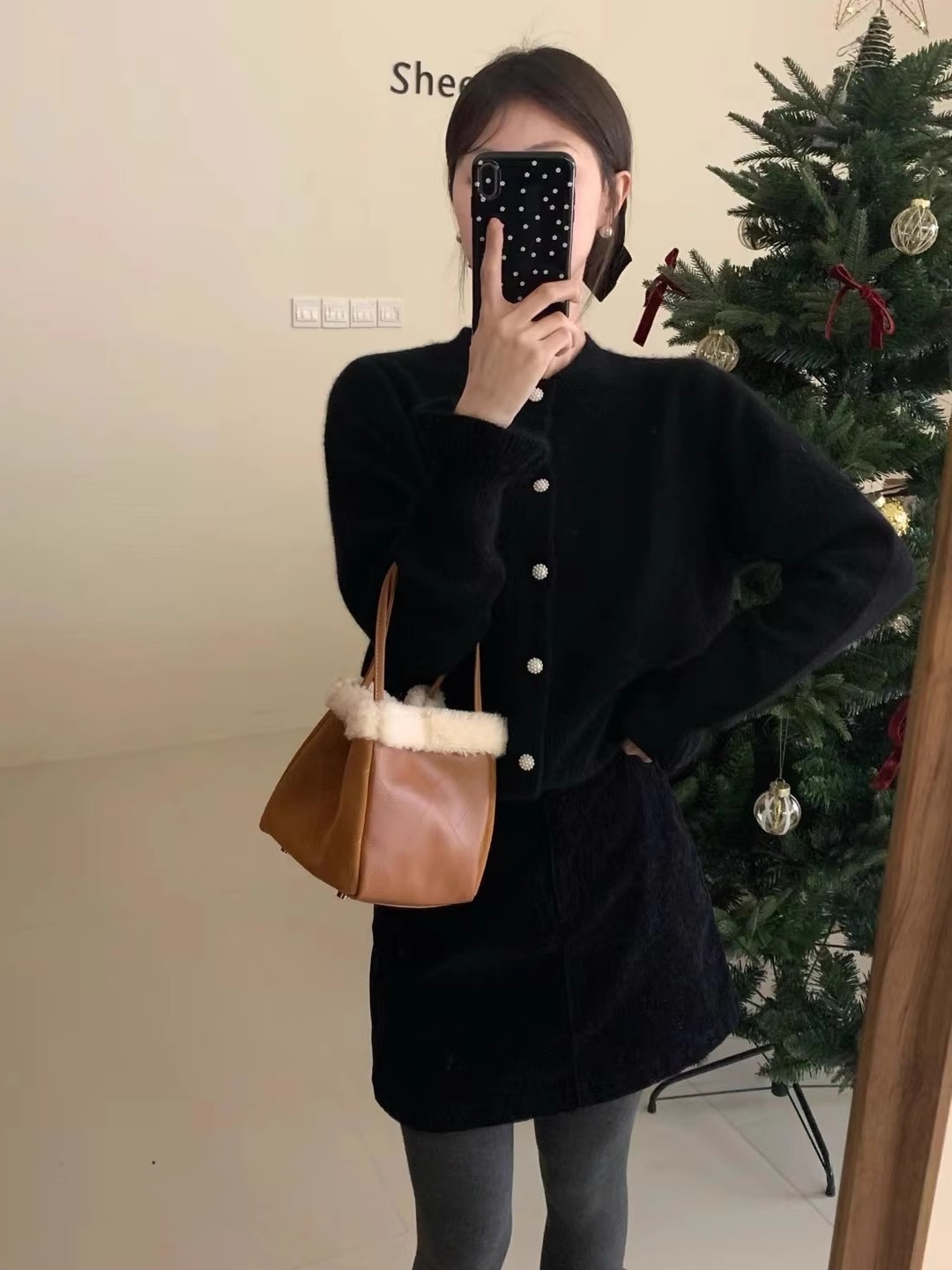 Cardigan coreano in velluto con scollo rotondo e maniche ricamate viola da donna, piccolo cappotto lavorato a maglia profumato primaverile_voghion.com