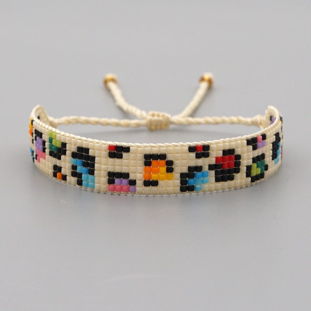 Fashion Diamond-studded Multi-layered Miyuki Bead Woven Colorful Leopard Bracelet display picture 2