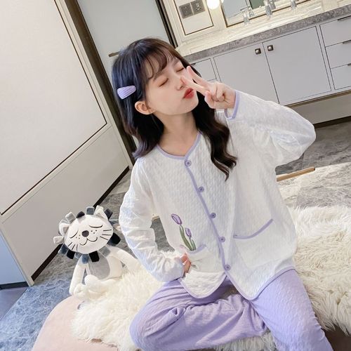 Ladycotton Tulip Home Set for Girls, Sweet and Soft Cotton Blouse and Pajamas, 2024 Spring New Arrival