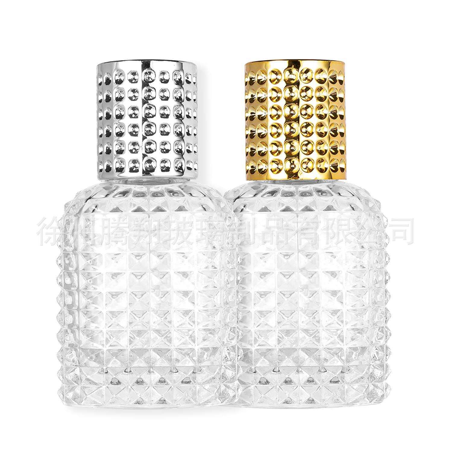 现货香水分装瓶螺口菠萝香水瓶50毫升扁圆便携分装瓶网格喷雾空瓶