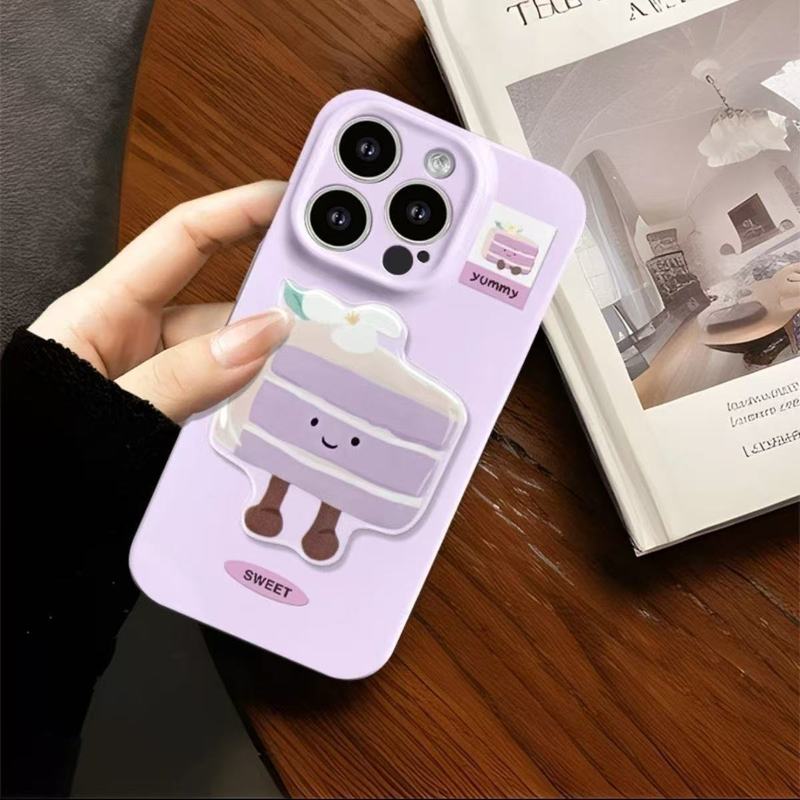 立体紫色蛋糕挂绳适用苹果16华为oppo小米vivo荣耀iPhone15手机壳|undefined
