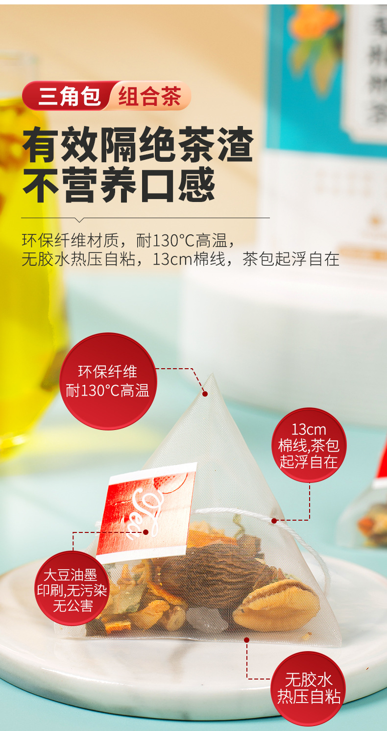Shi Run Ji Herbal Tea Blend 100g Triangular Tea Bags with Luo Han Guo Honeysuckle Licorice Snow Pear Loquat in use