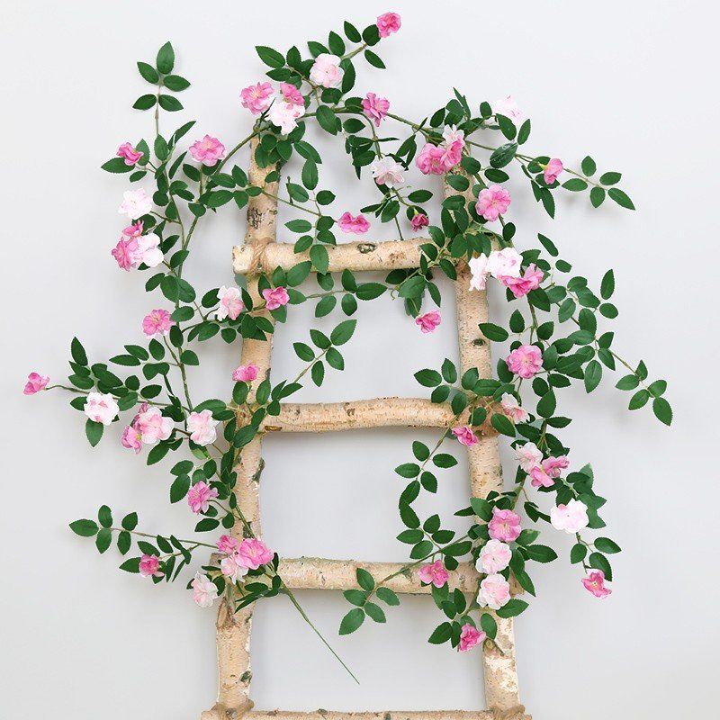 Artificial Rose vid tubo de aire acondicionado bobinado pared ratán plástico paisaje flor decorativa tira