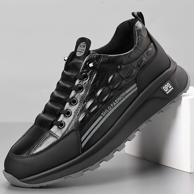 2025 Весна-Осень Новые мужские спортивные повседневные кожаные туфли для молодых мужчин, универсальные лоферы на толстой подошве, модная обувь для мужчин 1375.