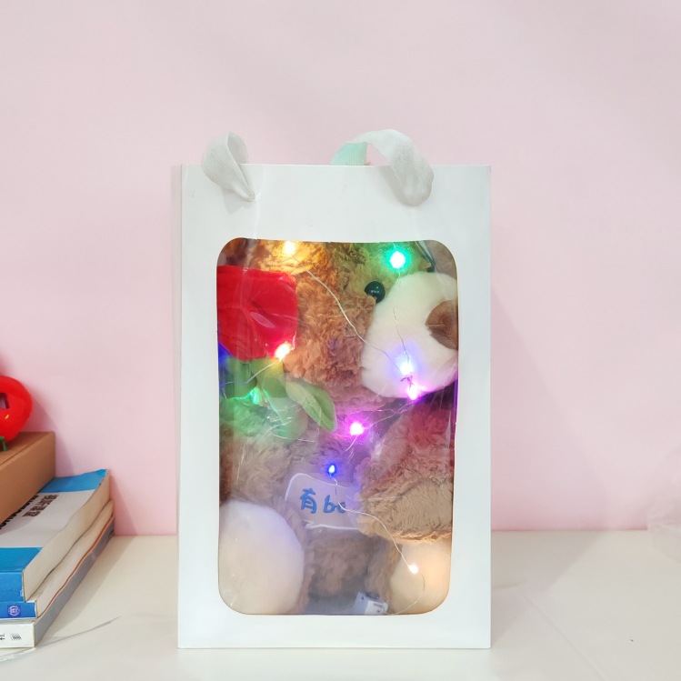 Caja de regalo, muñeca de oso con sombrero, muñeca de oso de peluche, juguetes de peluche, flores, regalos de cumpleaños para chicas, transfronterizos