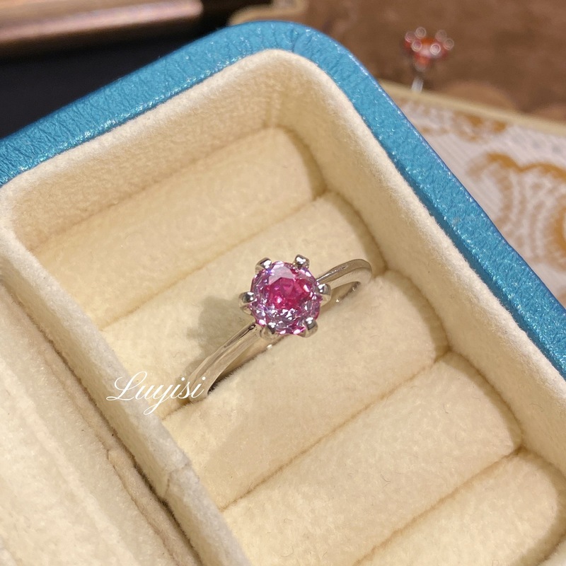 八角千禧玫瑰切经典皇冠六爪戒指女轻奢小众时尚百搭简约订婚指环|undefined