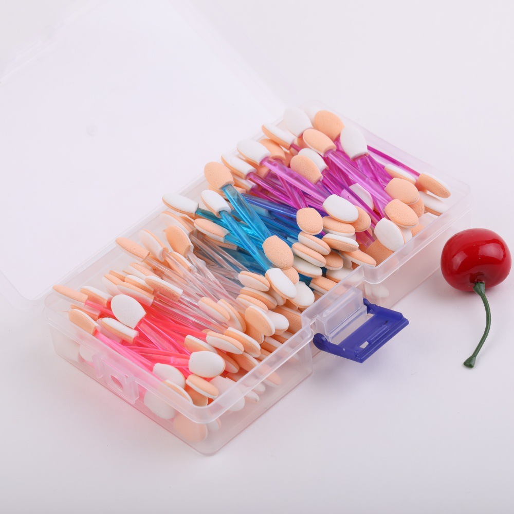Box of 100 double-ended sponge eye shadow sticks 6.5cm disposable…