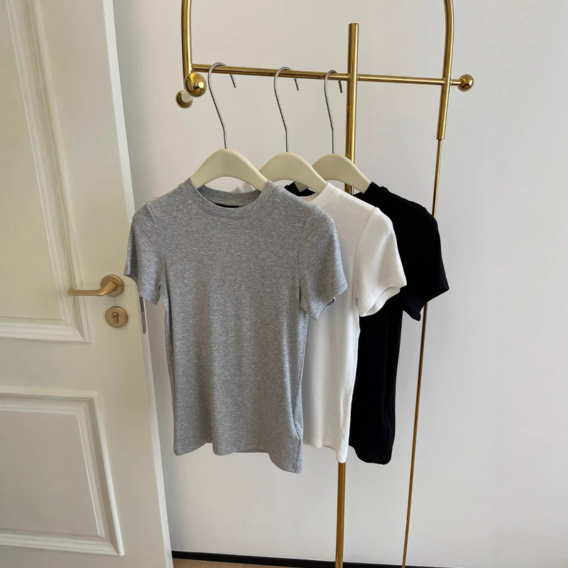 Original factory ~ TH cut horse cotton ice silk pit thread short sleeve T-shirt basic stretch slim base shirt