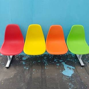 Plastic net red row chair chair waiting for thickened bench outdoor seat shop three seats door stool yellow wholesale