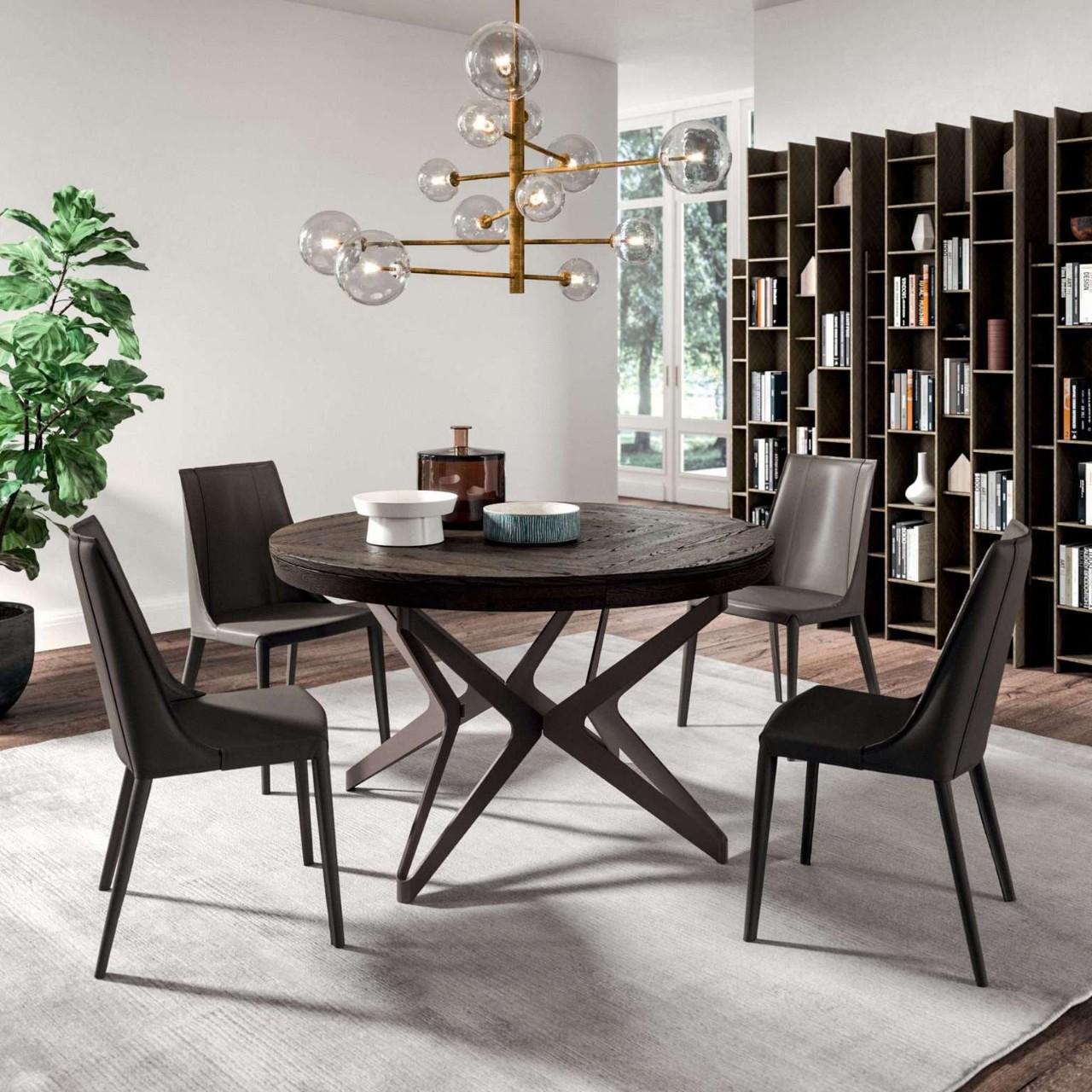 Mesa de comedor telescópica de madera maciza, mesa redonda de comedor de nogal que no ocupa espacio, apartamento pequeño, hogar, plegable multifuncional