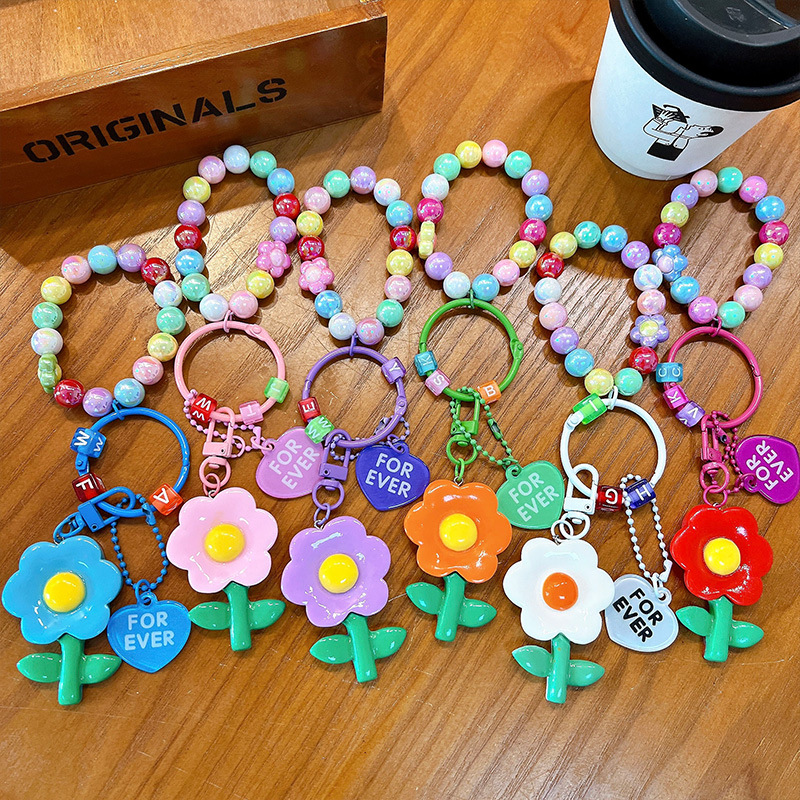 Flor de resina creativa colgante de llavero colgante colorido beaded pulsera mochila colgante decoración regalos pequeños regalos al por mayor