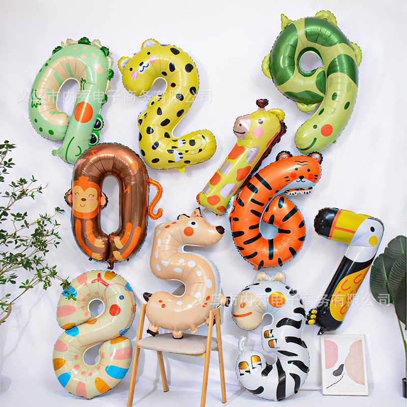 40 pulgadas animal digital globo aluminio película dibujos animados animal modelado digital bosque tema niños decoración transfronteriza nuevo