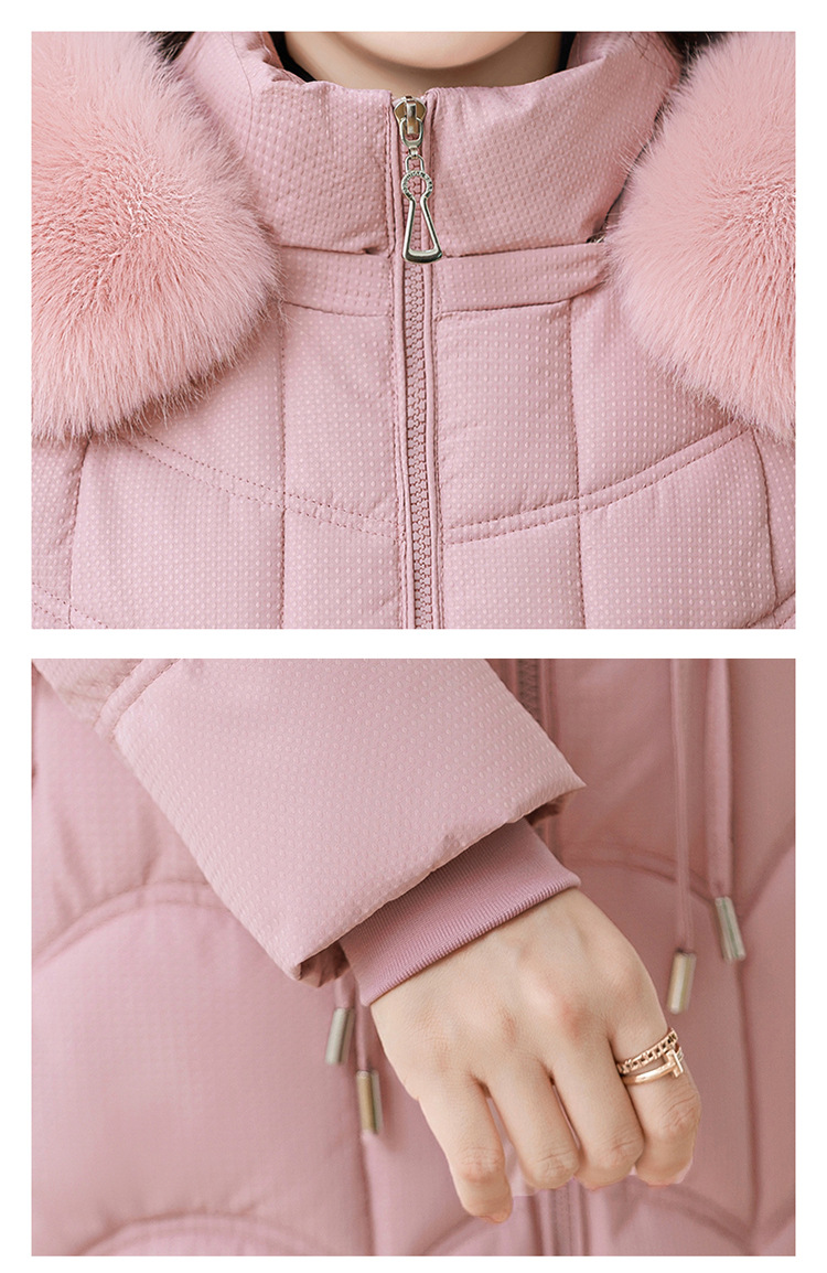 Women's Mid-length Down Jacket With Fur Collar Slim Fit Winter Coat_voghion.com