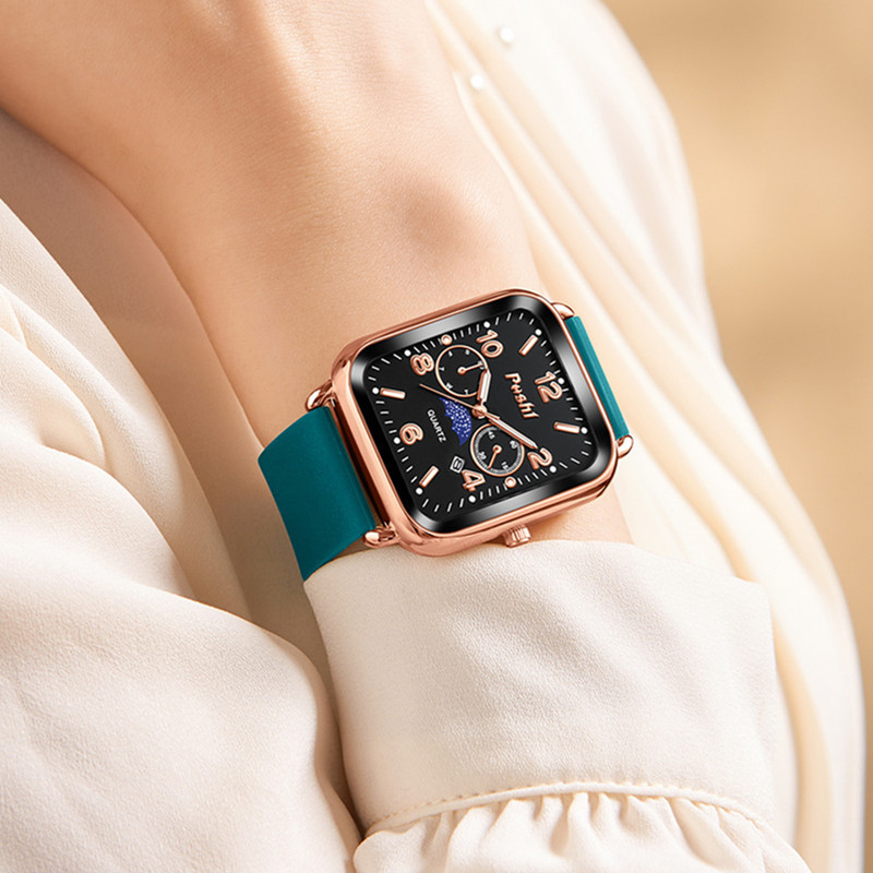 POSHI TikTok reloj popular reloj cuadrado de moda para hombre banda de silicona aleación impermeable reloj de cuarzo para mujer