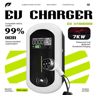 European Standard Customized Home-Use 7Kw New Energy Vehicle Weather-Resistant Charging Stable Operation Protection Type2 Charging Station