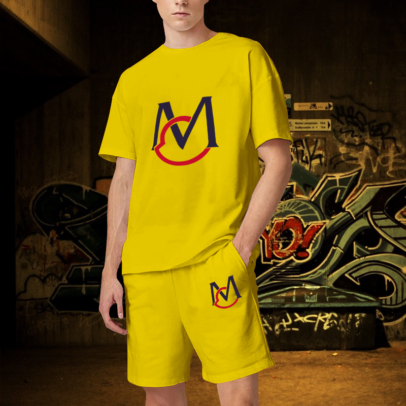 2023 nuevos deportes casuales camiseta de los hombres de verano de fitness shorts camiseta traje de running traje de manga corta de los hombres de comercio exterior