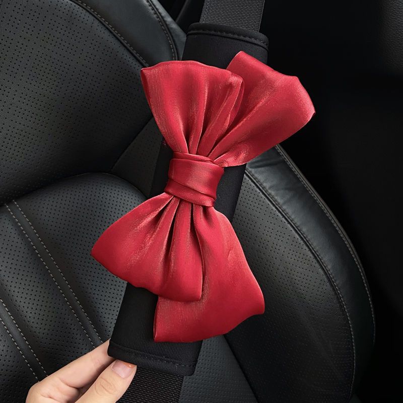 Summer Car Seat Belt Shoulder Cover Cute Goddess Bow Extended Anti-strangle Pair Internet Celebrity Car Interior Accessories
