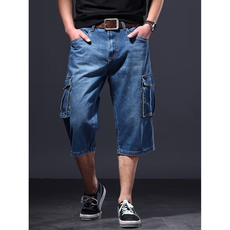 Summer Thin American-Style Loose Multi-Pocket Workwear Denim Shorts Unisex Vintage Street Shorts Cross-Border Trendy Brand