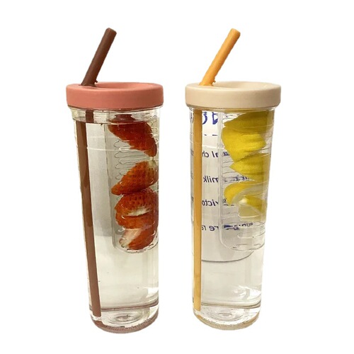 Xiaohongshu's same cup ins high-looking Korean version straw cup student simple anti-fall plastic portable cup
