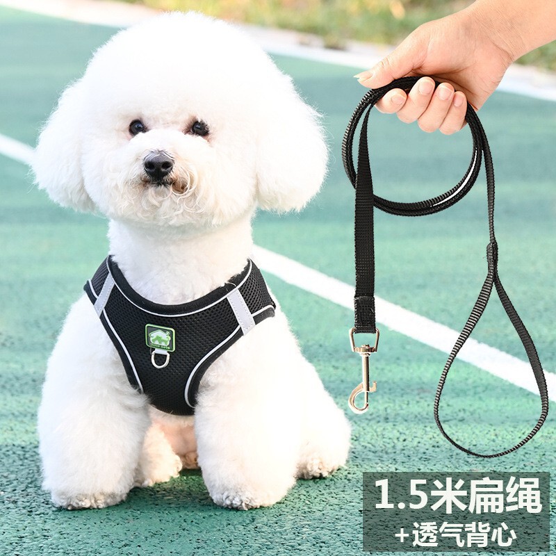 メッシュ通気性ベスト型犬用リード小型犬用ハーネス屋外用特別な犬用リード犬用チェーン|undefined