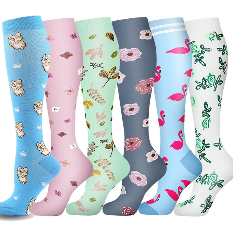New Cross-Border Floral Compression Socks, Progressive Support Socks Suitable for Running, Floral Pattern Pressure Socks, Support Tag Included New Cross-Border Floral Compression Socks, Progressive Support Socks Suitable for Running, Floral Pattern Pressure Socks, Support Tag Included