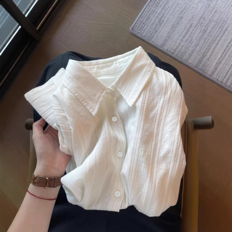 Super Stylish Vertical Striped White Shirt for Women, 2026 New Korean Style, Loose Fit, Versatile Casual Top for Summer