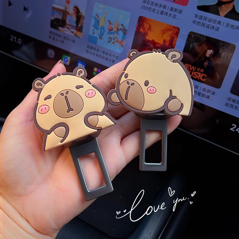 Cute Cartoon Car Safety Wear Card Buckle Insert with Anti-Leg Neck and Deputy Driver Extension Joint Fixer Anti-Rattle Car