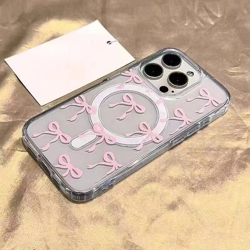 Nuevo caso de Apple 17promax 16plus azul rosa arco magnético cubierta de teléfono transparente image 4