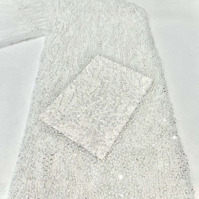 Industria pesada de moda Gao Ding vestido de boda tela tubo de perlas bordado vidrio de bolsas de perlas de comercio exterior transfronterizo LACE