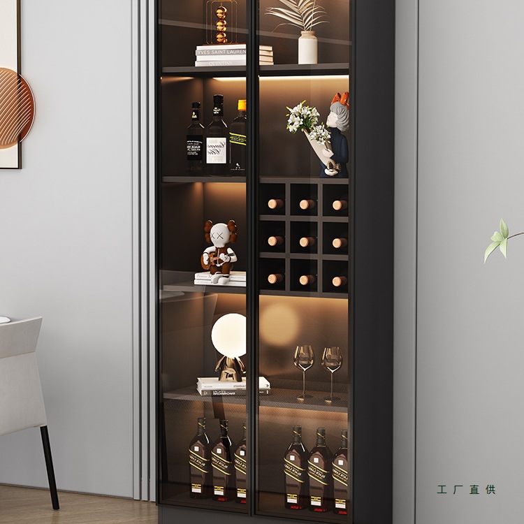 酒柜家用客厅储物柜靠墙一体2025新款现代简约置物柜玻璃展示柜子
