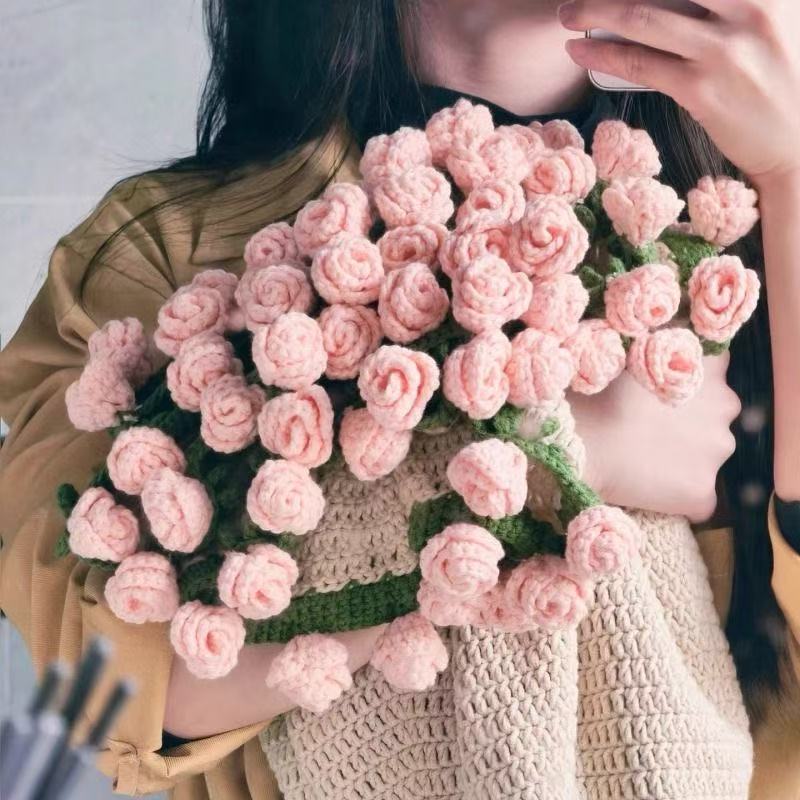 手工玫瑰铃兰花束毛毯材料包渐变色创意送女朋友闺蜜|undefined